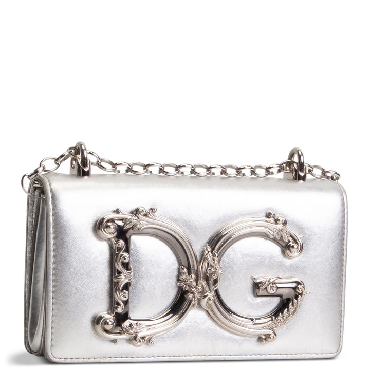 DOLCE & GABBANA DG Girls Phone Bag - Silver OUTLET FINAL SALE