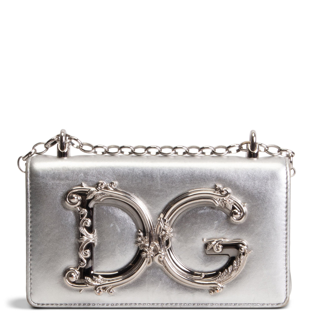 DOLCE & GABBANA DG Girls Phone Bag - Silver OUTLET FINAL SALE