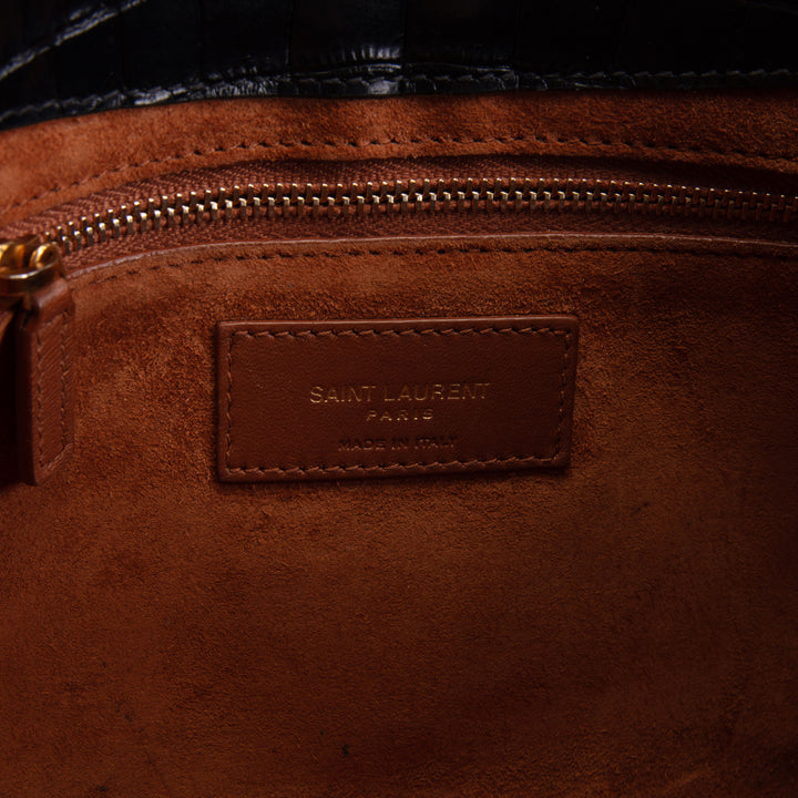 SAINT LAURENT Le 5 a 7 Croc Embossed - Black