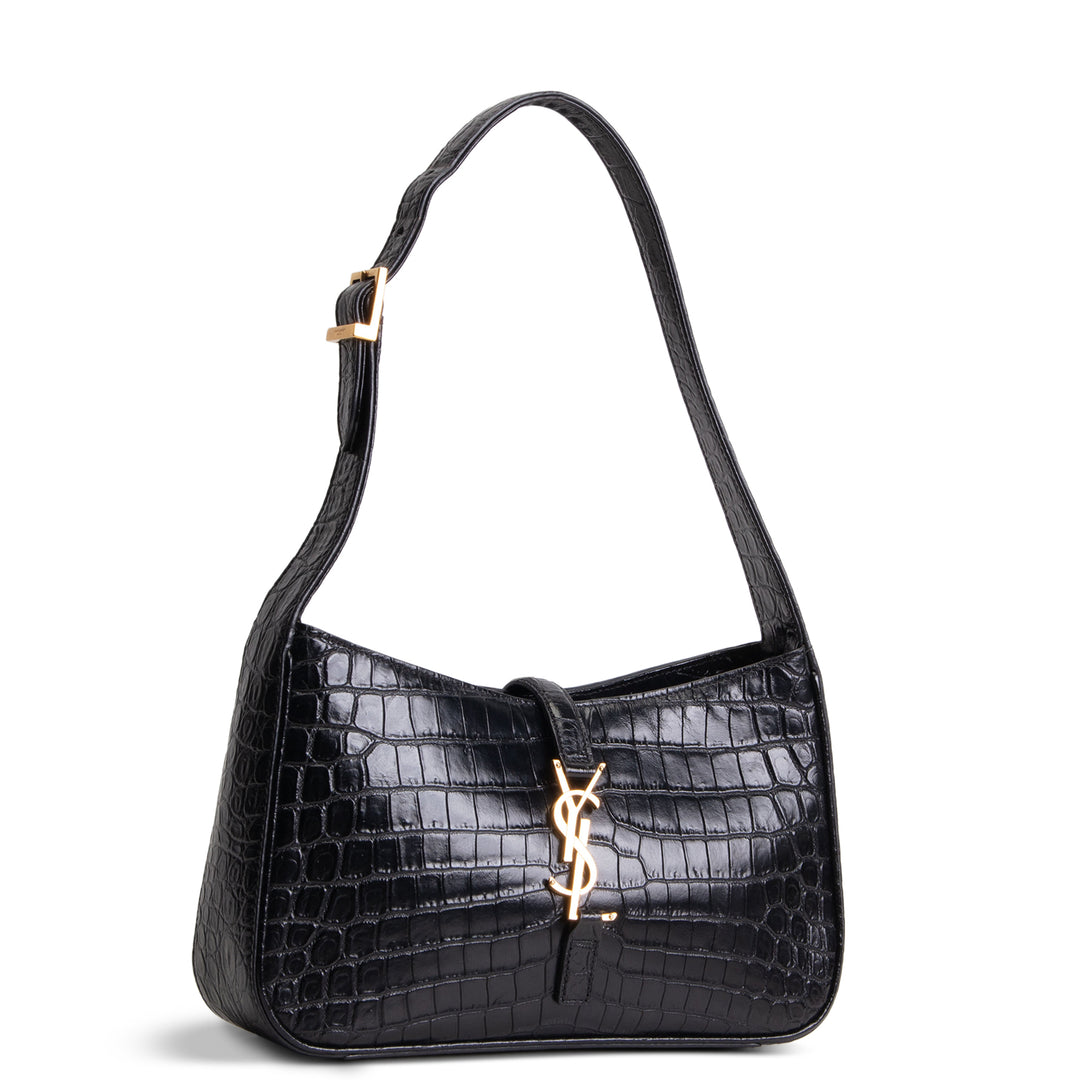 SAINT LAURENT Le 5 a 7 Croc Embossed - Black