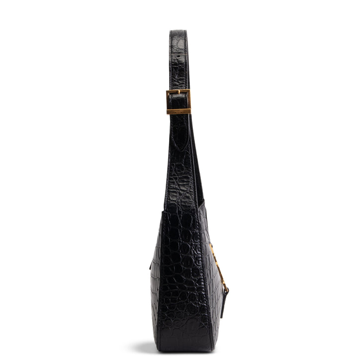 SAINT LAURENT Le 5 a 7 Croc Embossed - Black