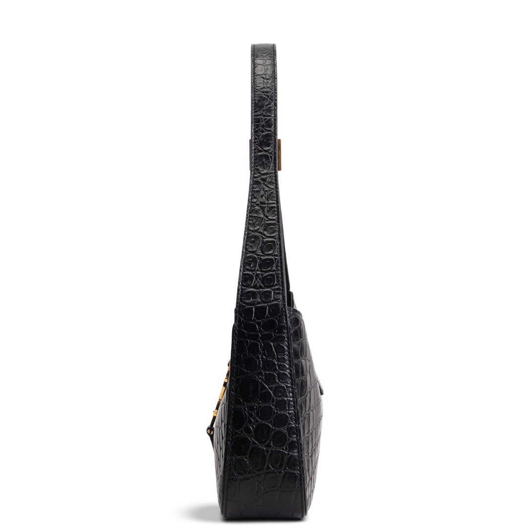 SAINT LAURENT Le 5 a 7 Croc Embossed - Black