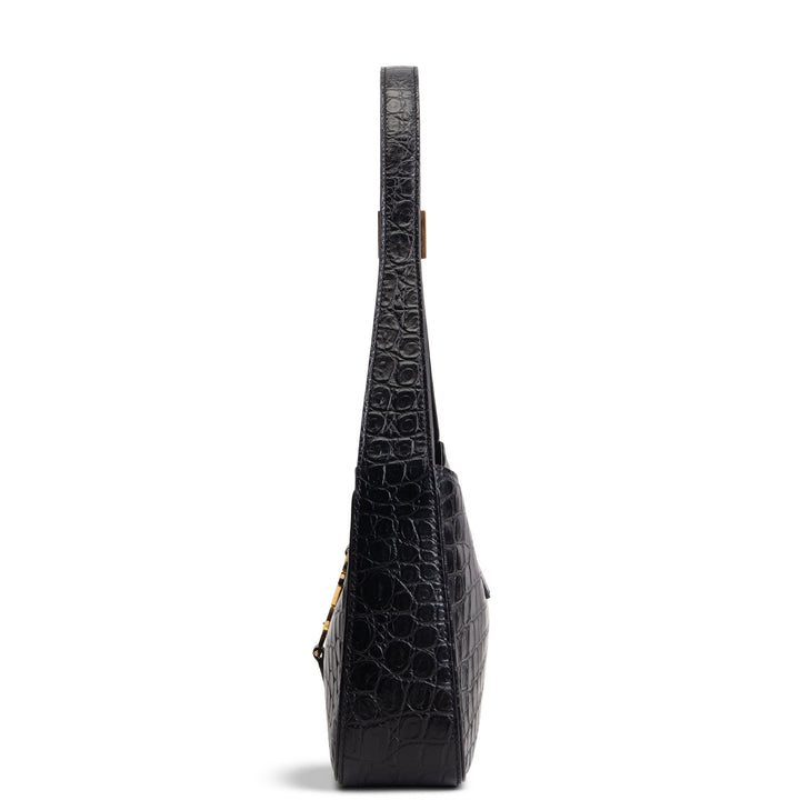 SAINT LAURENT Le 5 a 7 Croc Embossed - Black