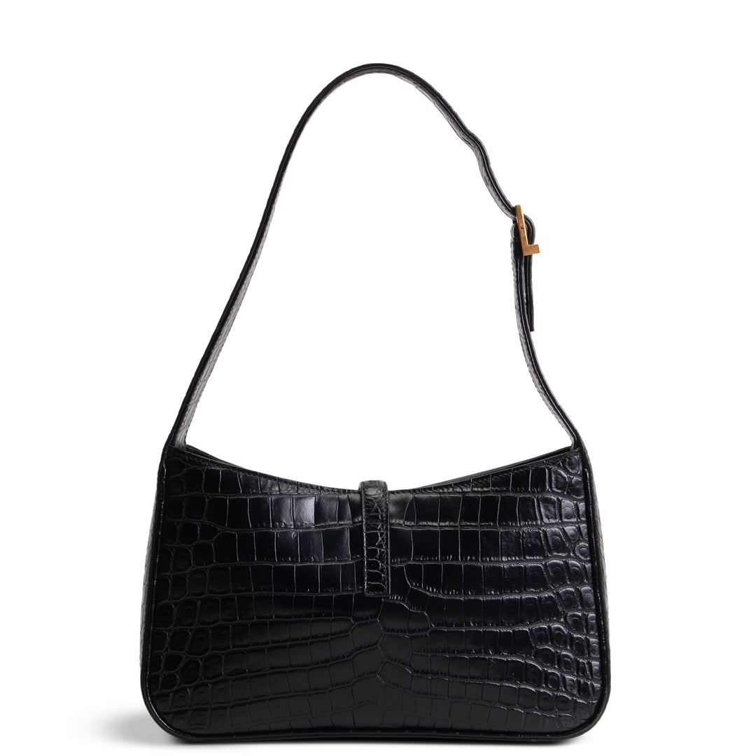 SAINT LAURENT Le 5 a 7 Croc Embossed - Black
