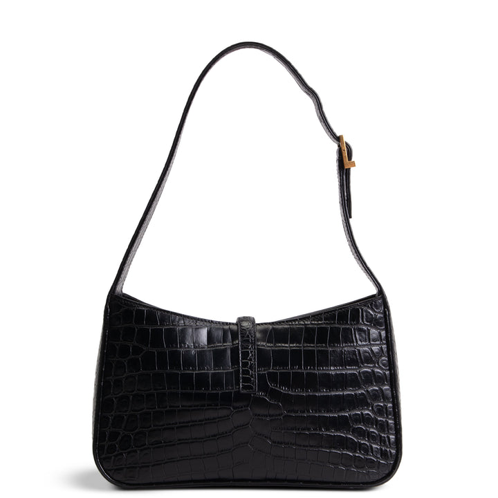 SAINT LAURENT Le 5 a 7 Croc Embossed - Black