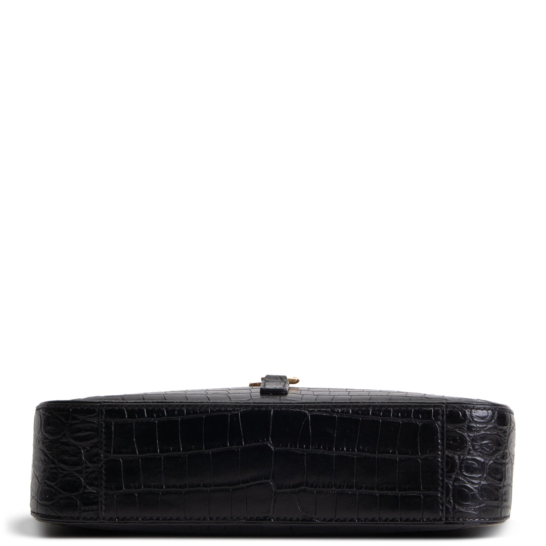 SAINT LAURENT Le 5 a 7 Croc Embossed - Black