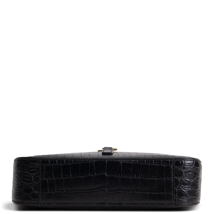 SAINT LAURENT Le 5 a 7 Croc Embossed - Black