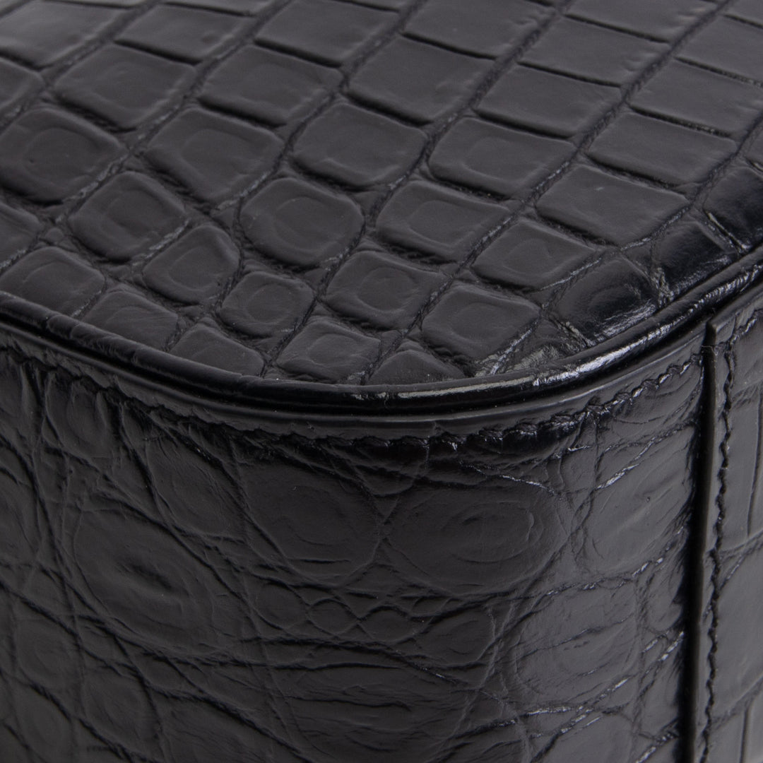 SAINT LAURENT Le 5 a 7 Croc Embossed - Black