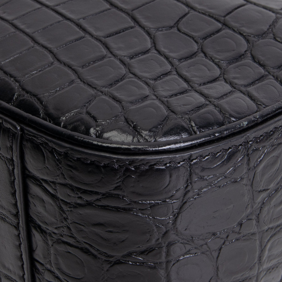SAINT LAURENT Le 5 a 7 Croc Embossed - Black