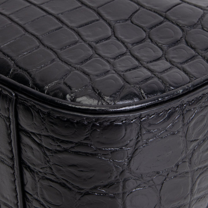 SAINT LAURENT Le 5 a 7 Croc Embossed - Black