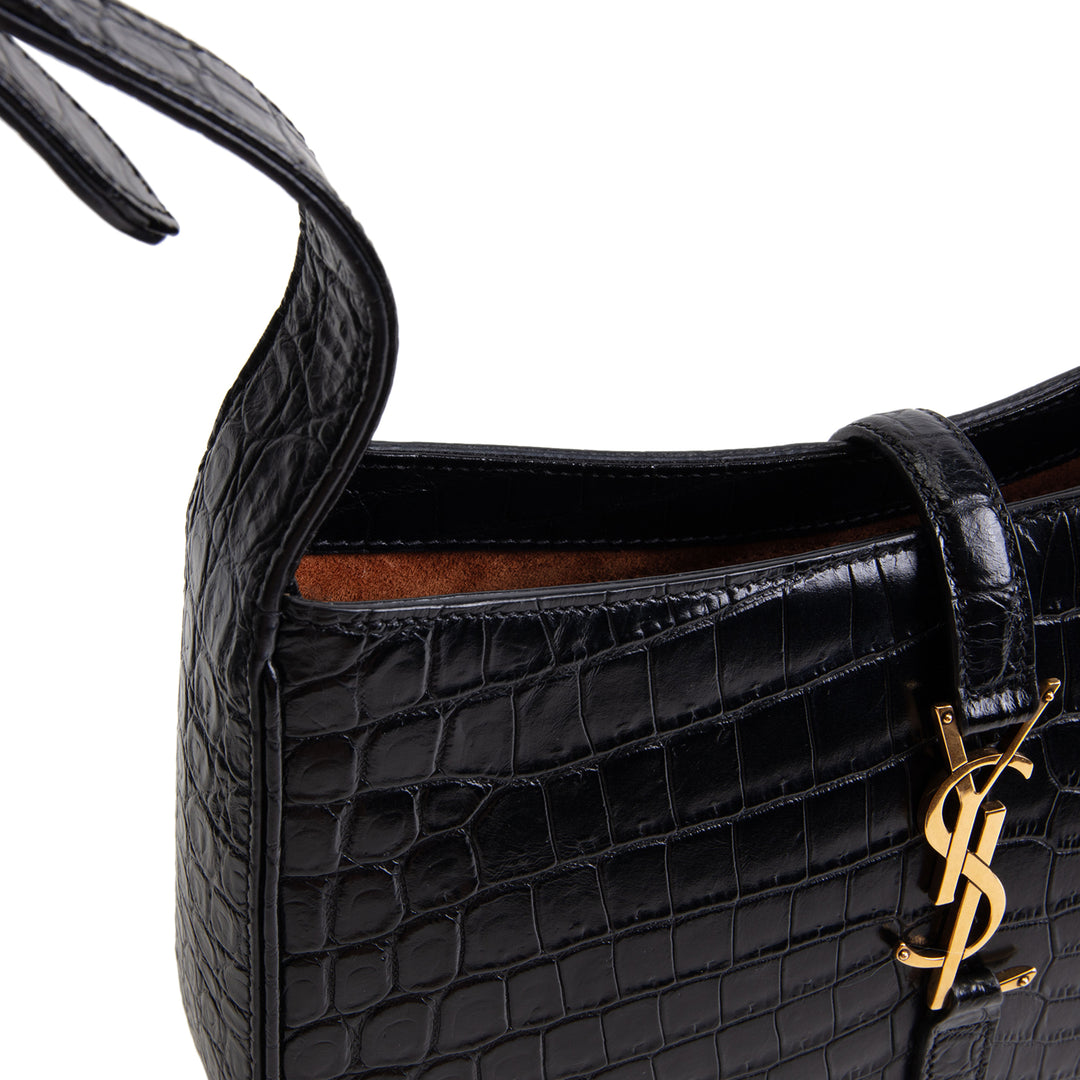SAINT LAURENT Le 5 a 7 Croc Embossed - Black