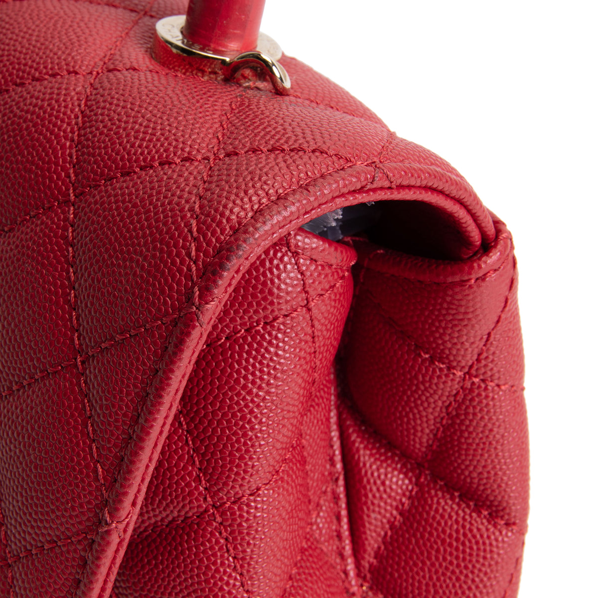 CHANEL Coco Handle Lizard Embossed Trim Mini - Red OUTLET FINAL SALE