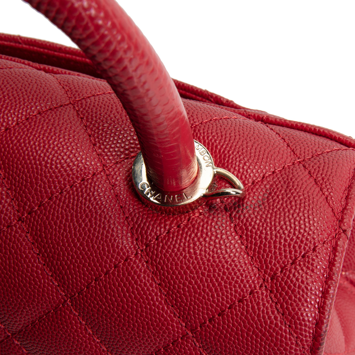 CHANEL Coco Handle Lizard Embossed Trim Mini - Red OUTLET FINAL SALE