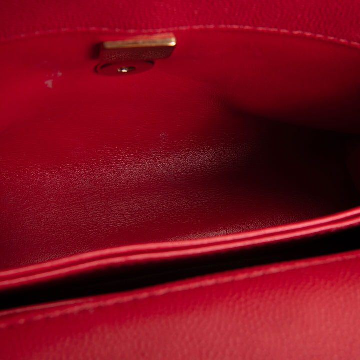 CHANEL Coco Handle Lizard Embossed Trim Mini - Red OUTLET FINAL SALE