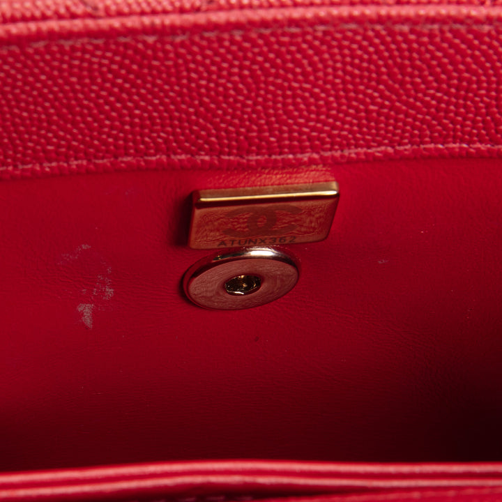 CHANEL Coco Handle Lizard Embossed Trim Mini - Red OUTLET FINAL SALE