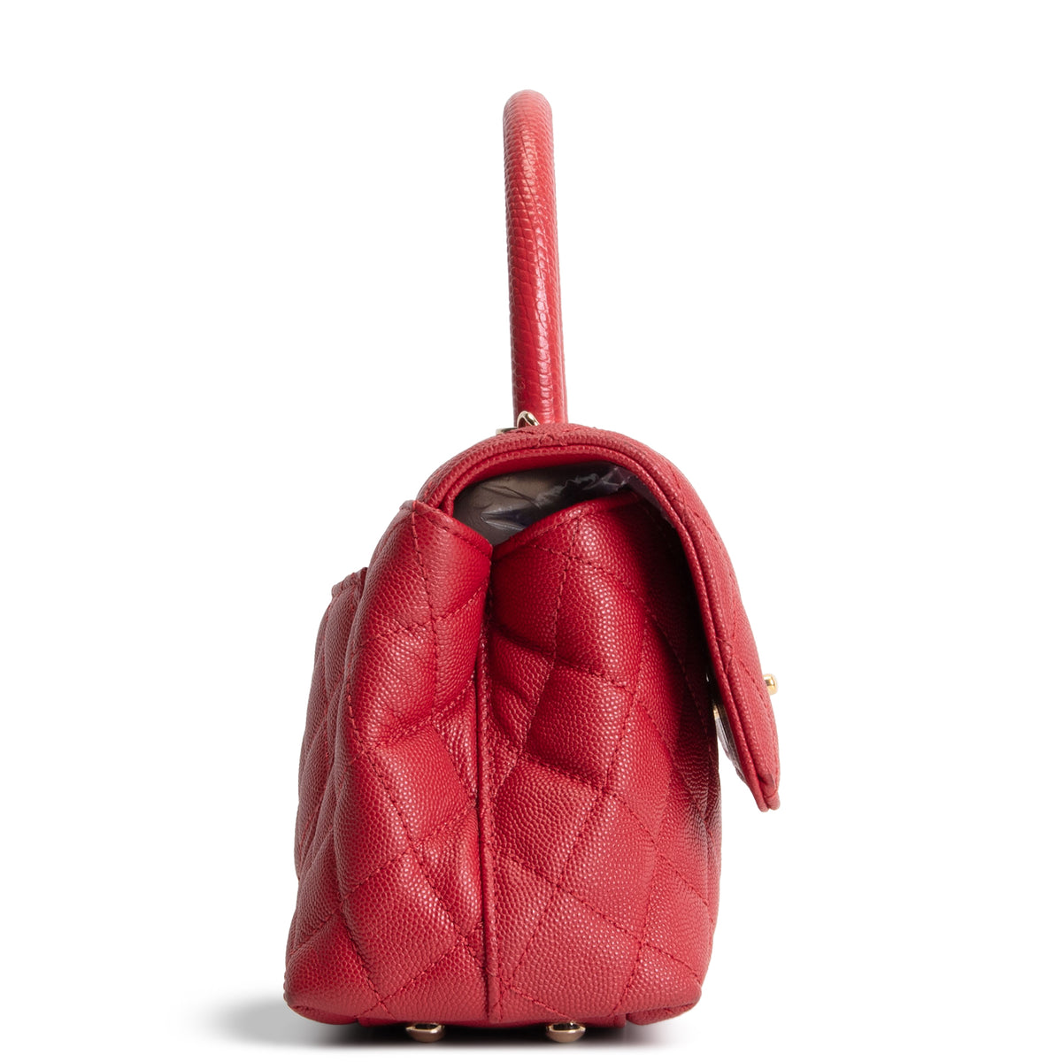CHANEL Coco Handle Lizard Embossed Trim Mini - Red OUTLET FINAL SALE
