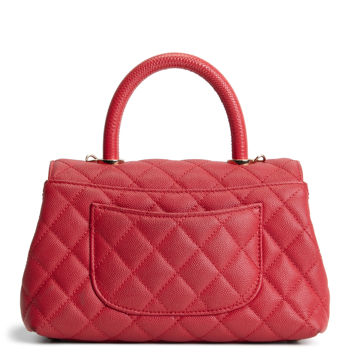CHANEL Coco Handle Lizard Embossed Trim Mini - Red OUTLET FINAL SALE