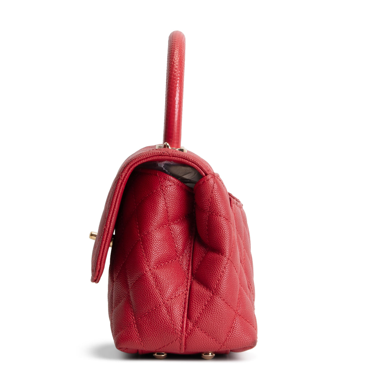 CHANEL Coco Handle Lizard Embossed Trim Mini - Red OUTLET FINAL SALE