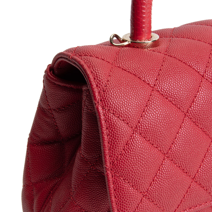 CHANEL Coco Handle Lizard Embossed Trim Mini - Red OUTLET FINAL SALE