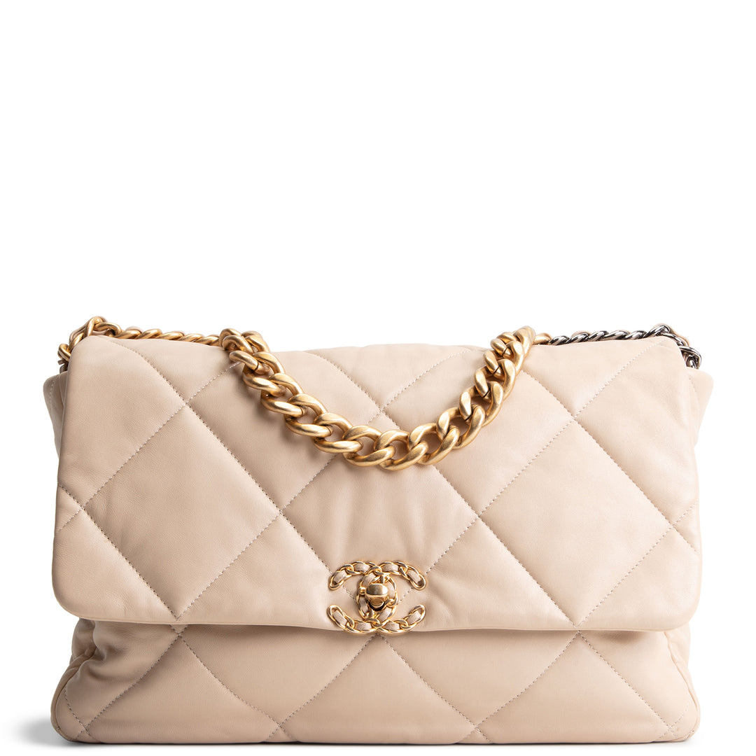 CHANEL 19 Quilted Maxi Flap - Beige OUTLET FINAL SALE