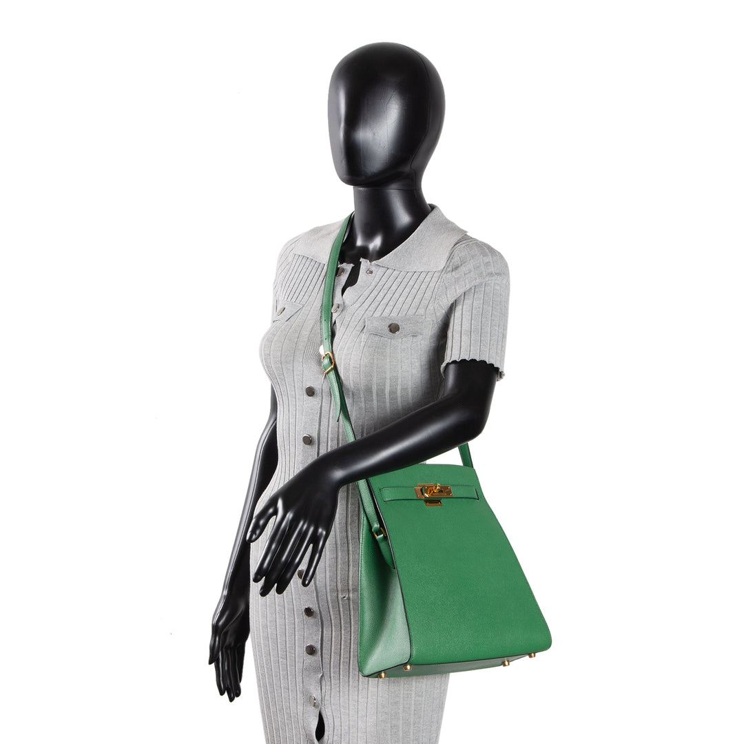 HERMES Vintage Courchevel Kelly Sport MM - Vert Benghal