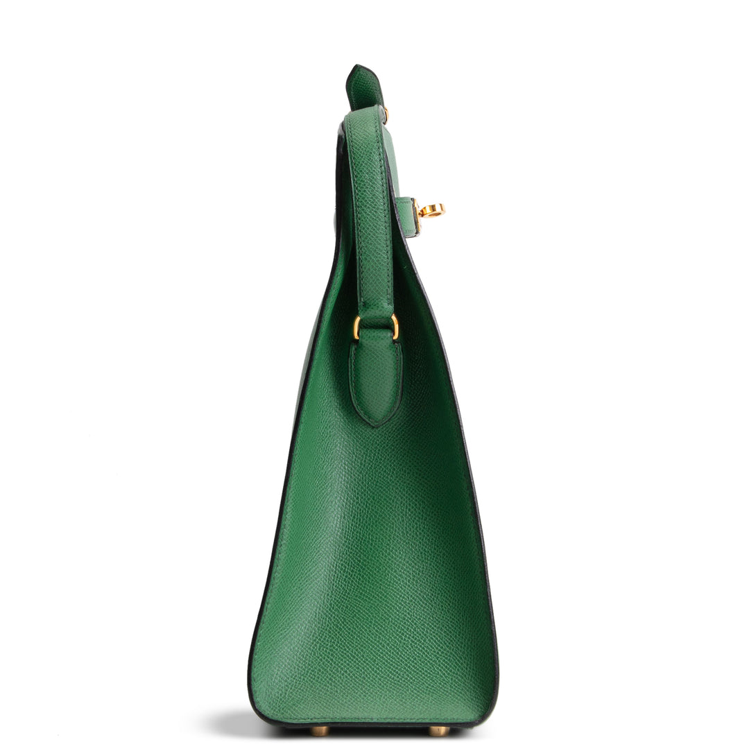 HERMES Vintage Courchevel Kelly Sport MM - Vert Benghal