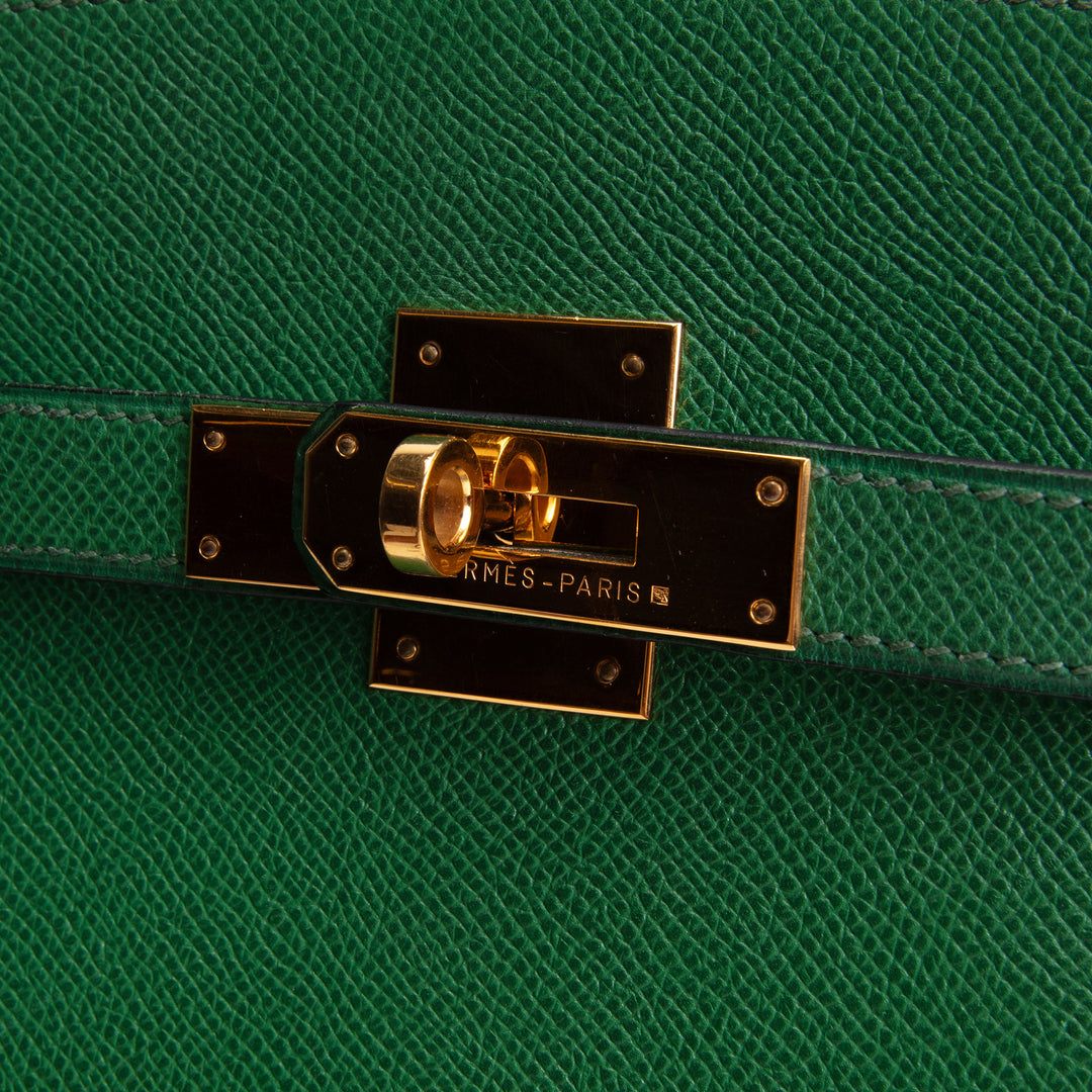 HERMES Vintage Courchevel Kelly Sport MM - Vert Benghal