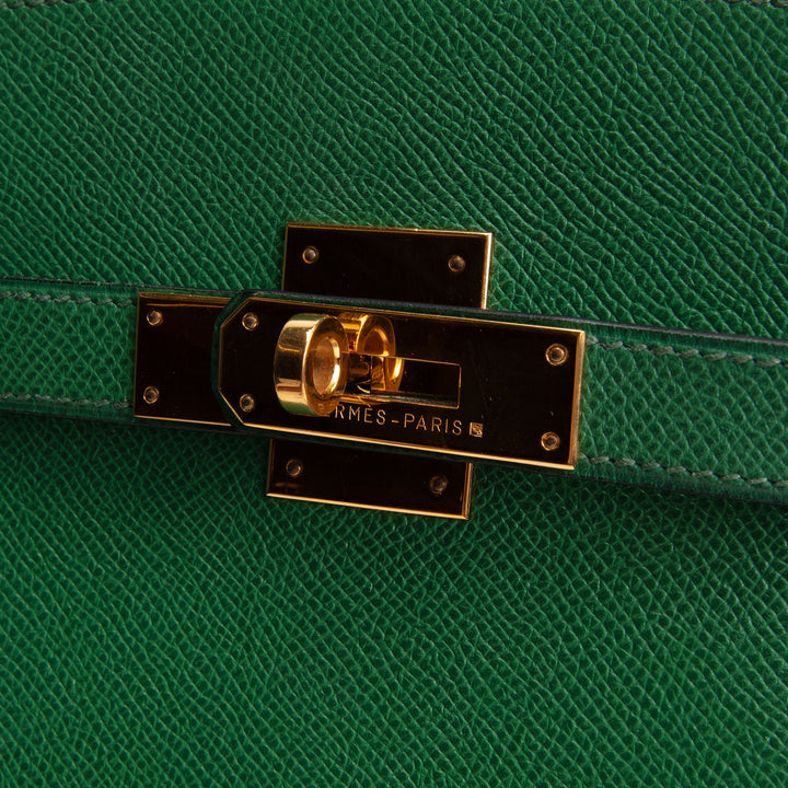 HERMES Vintage Courchevel Kelly Sport MM - Vert Benghal