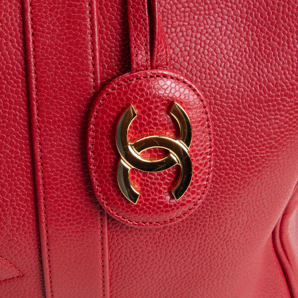 CHANEL Vintage CC Caviar Boston Bag