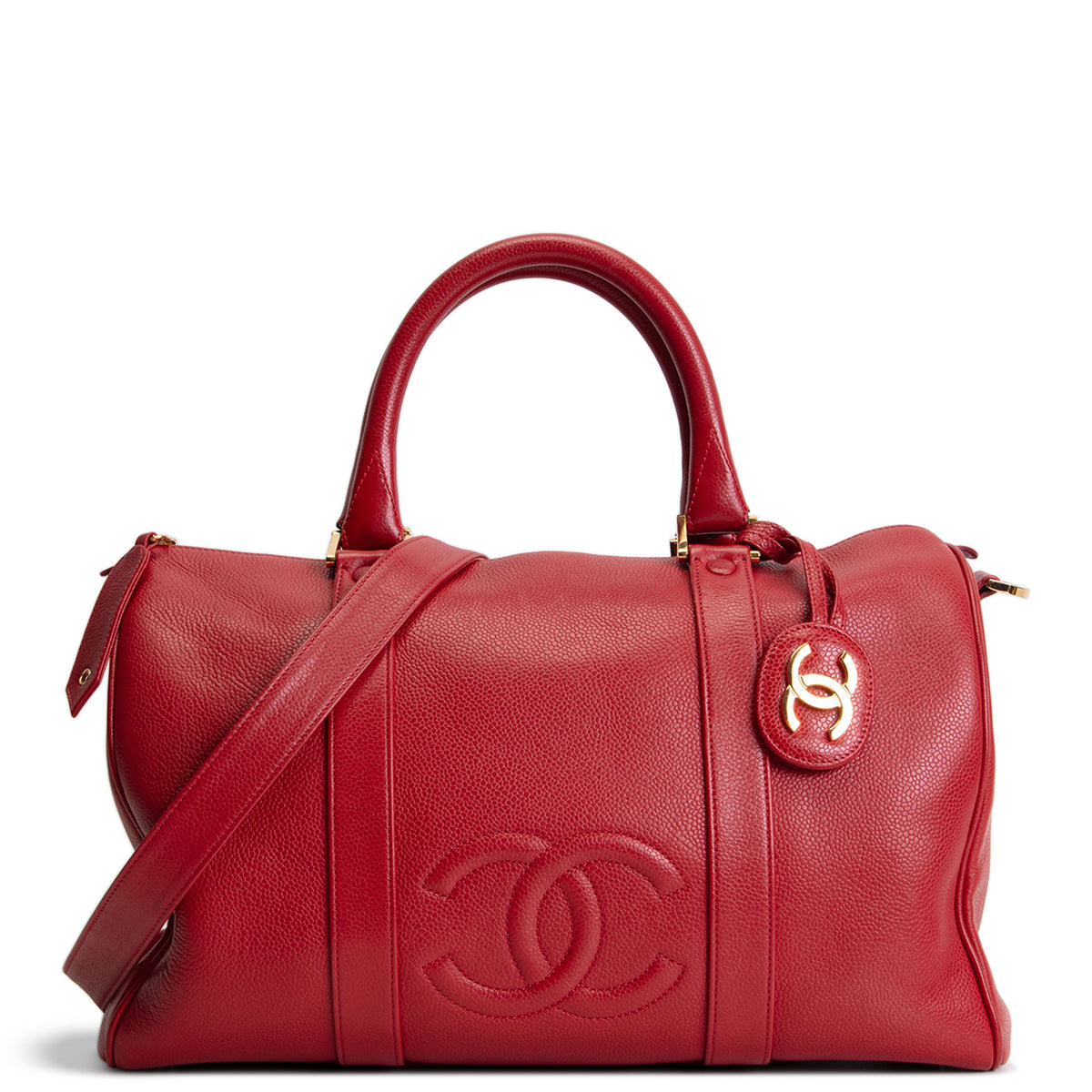 CHANEL Vintage CC Caviar Boston Bag