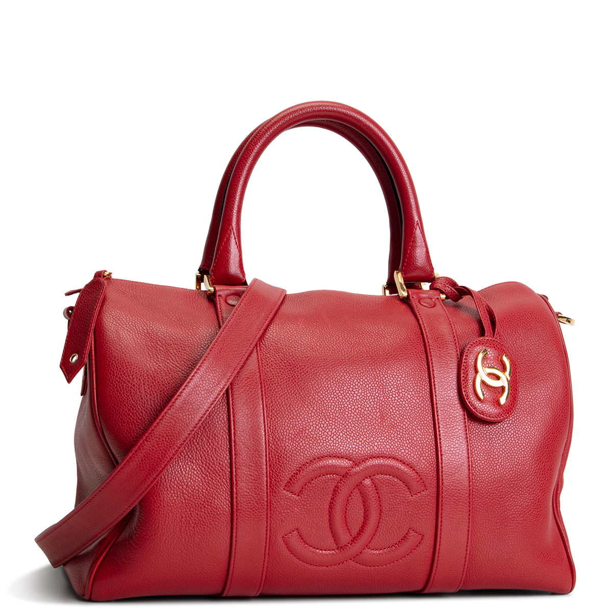 CHANEL Vintage CC Caviar Boston Bag