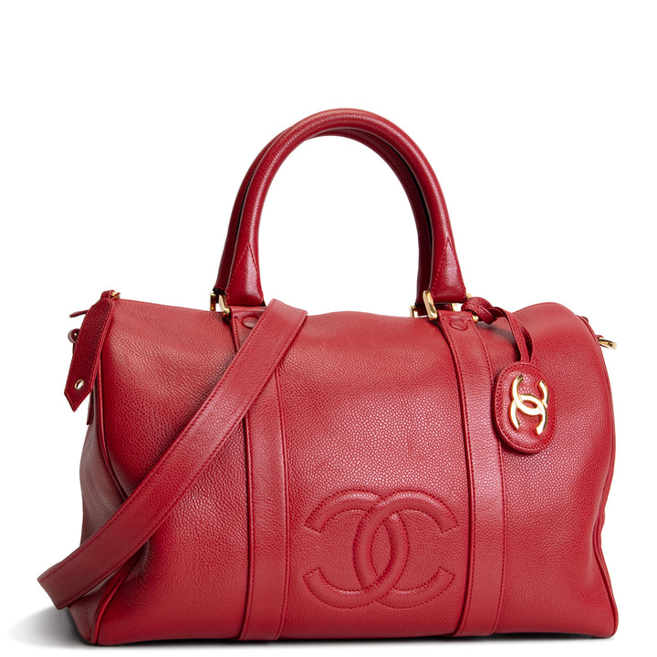 CHANEL Vintage CC Caviar Boston Bag