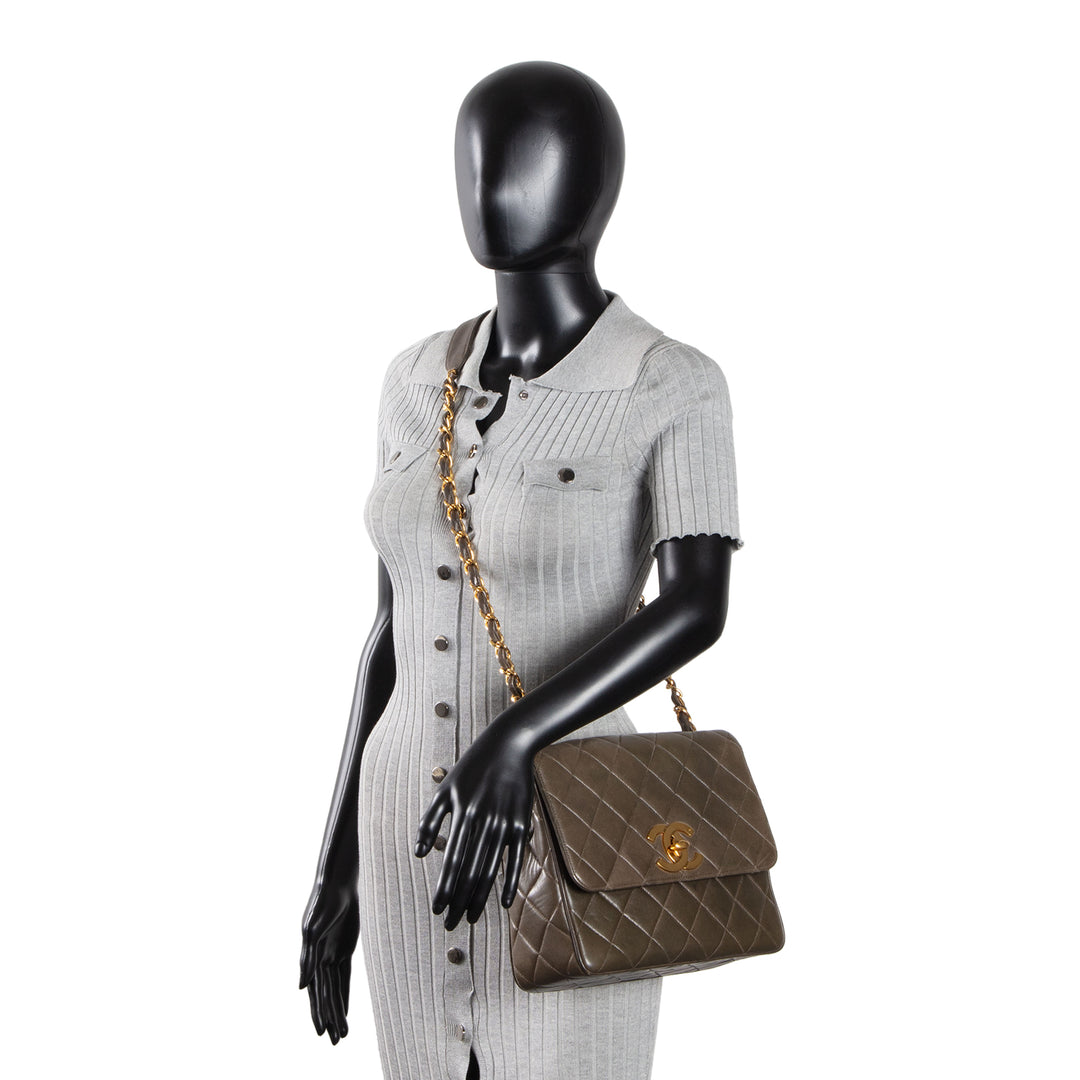 CHANEL Vintage XL Square Single Flap Crossbody