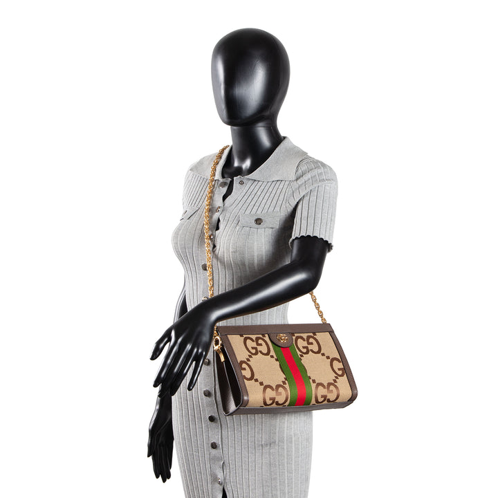 GUCCI GG Jumbo Canvas Ophidia Chain Clutch