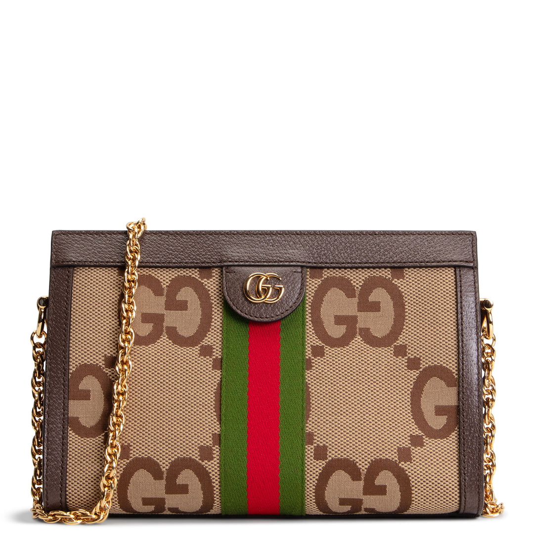 GUCCI GG Jumbo Canvas Ophidia Chain Clutch