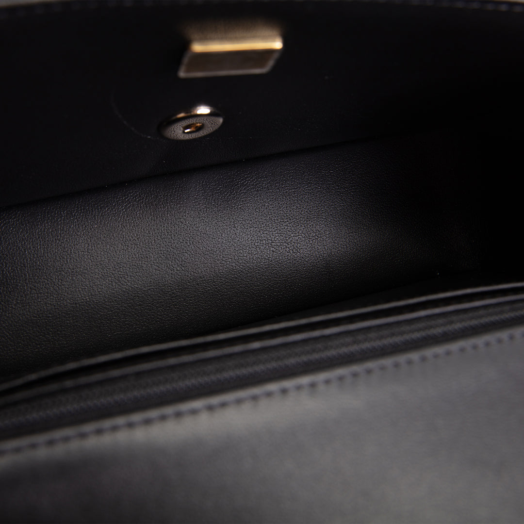 CHANEL Lambskin Top Handle Rectangular Flap Bag - Black