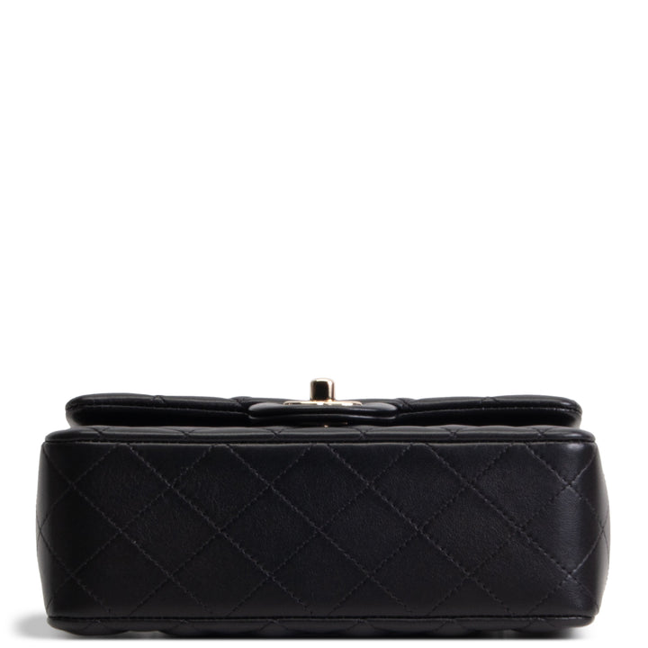 CHANEL Lambskin Top Handle Rectangular Flap Bag - Black