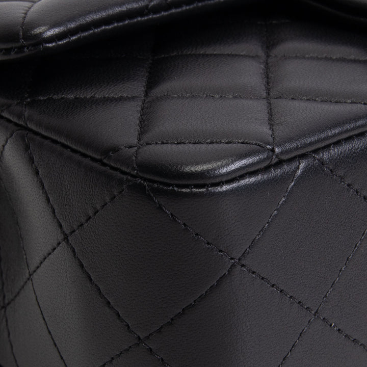 CHANEL Lambskin Top Handle Rectangular Flap Bag - Black
