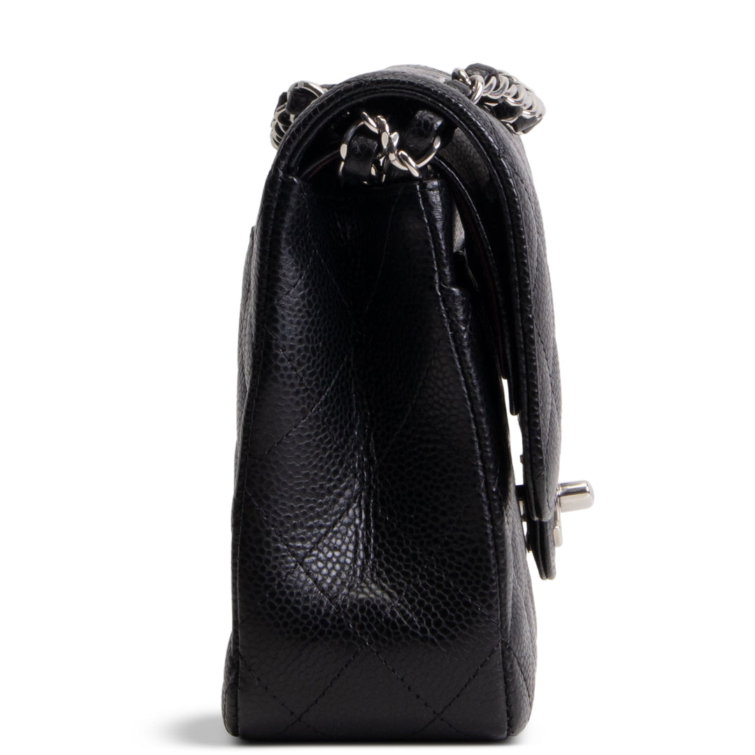 CHANEL Caviar Medium Double Flap Shoulder Bag - Black