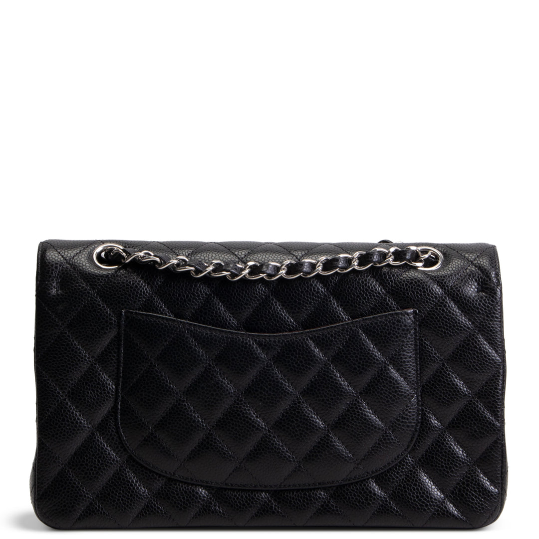 CHANEL Caviar Medium Double Flap Shoulder Bag - Black