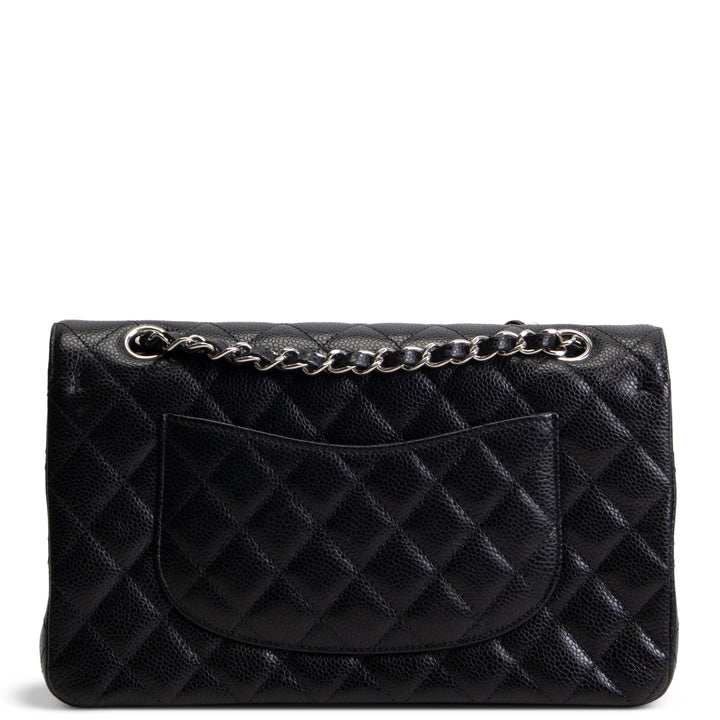 CHANEL Caviar Medium Double Flap Shoulder Bag - Black