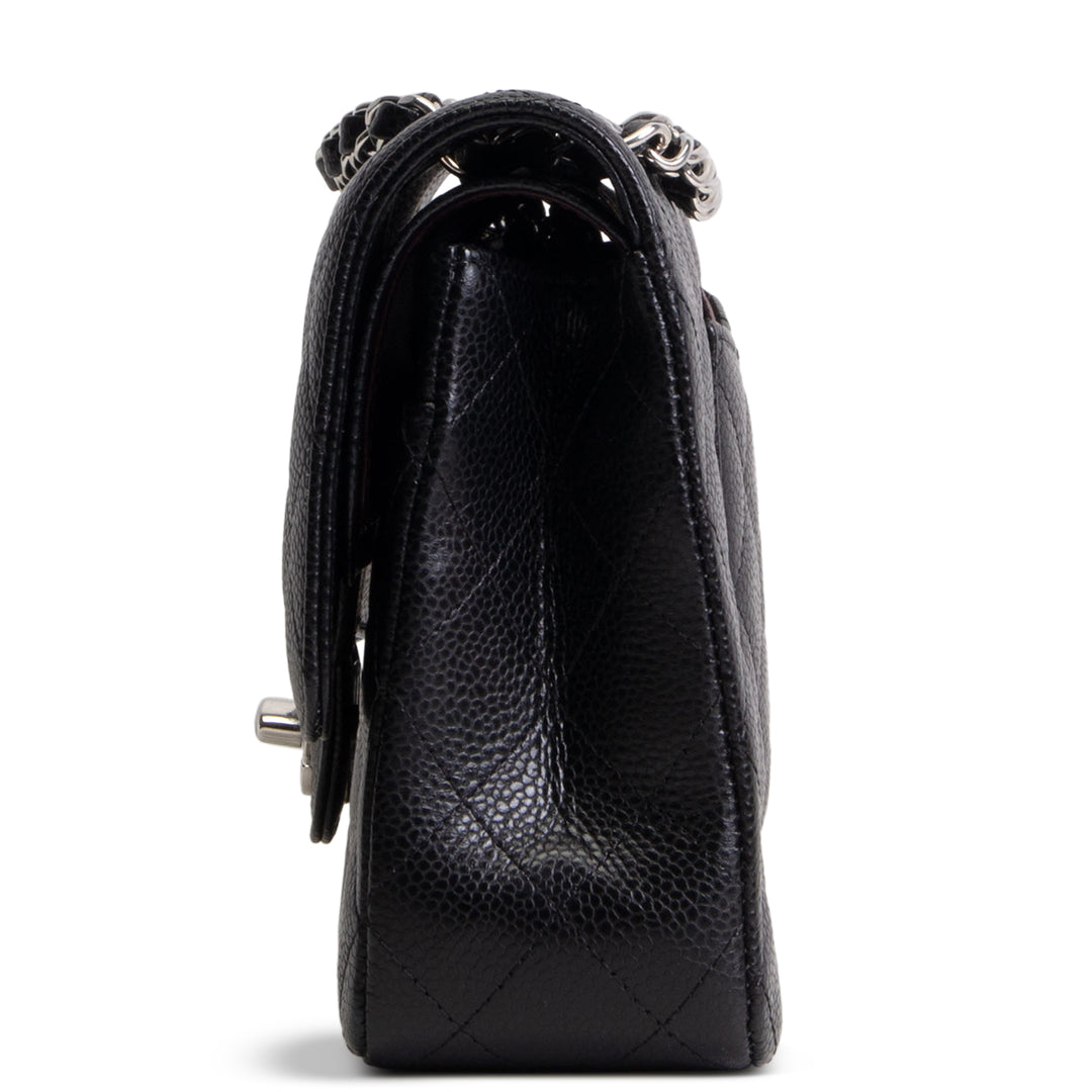 CHANEL Caviar Medium Double Flap Shoulder Bag - Black