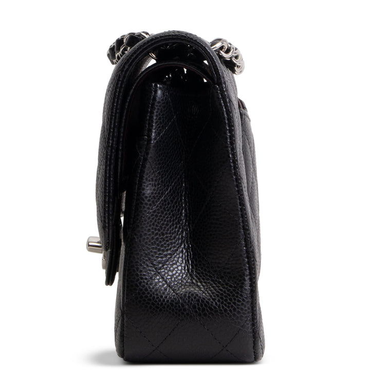 CHANEL Caviar Medium Double Flap Shoulder Bag - Black
