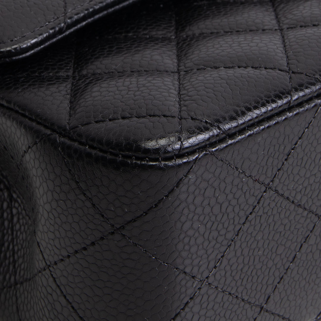 CHANEL Caviar Medium Double Flap Shoulder Bag - Black