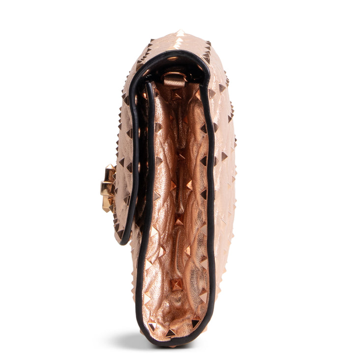 VALENTINO Rockstud Wallet on Chain - Metallic Rose