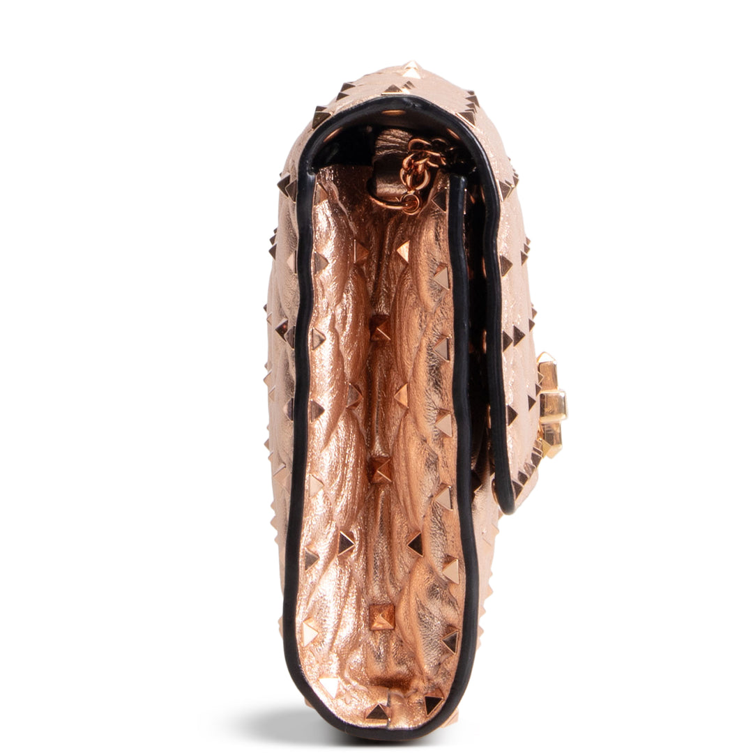 VALENTINO Rockstud Wallet on Chain - Metallic Rose