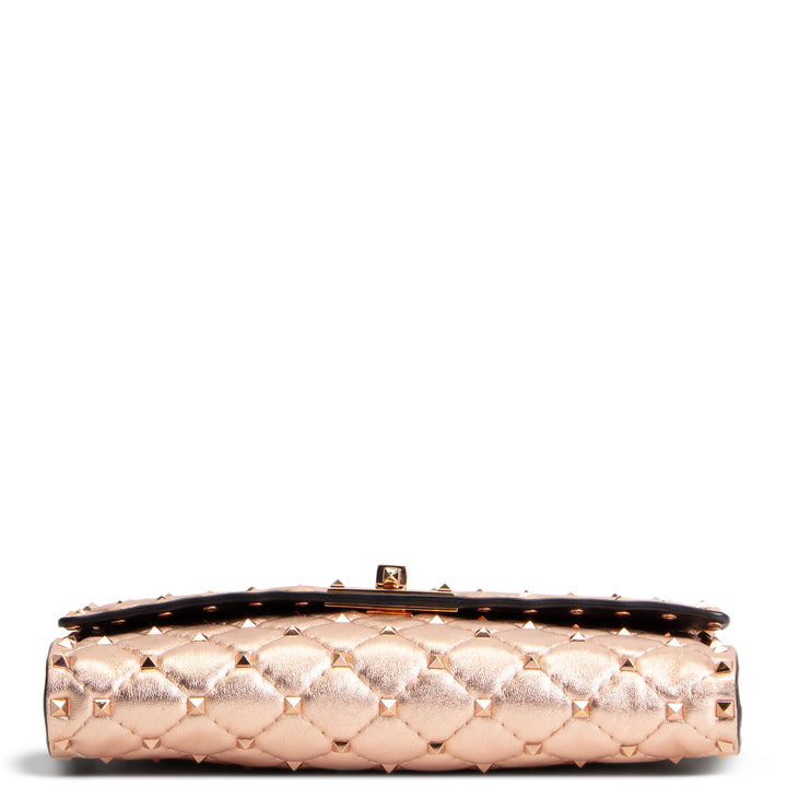 VALENTINO Rockstud Wallet on Chain - Metallic Rose