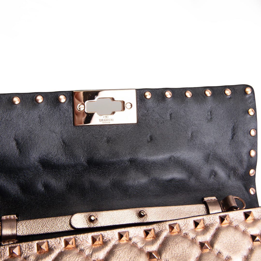 VALENTINO Rockstud Wallet on Chain - Metallic Rose