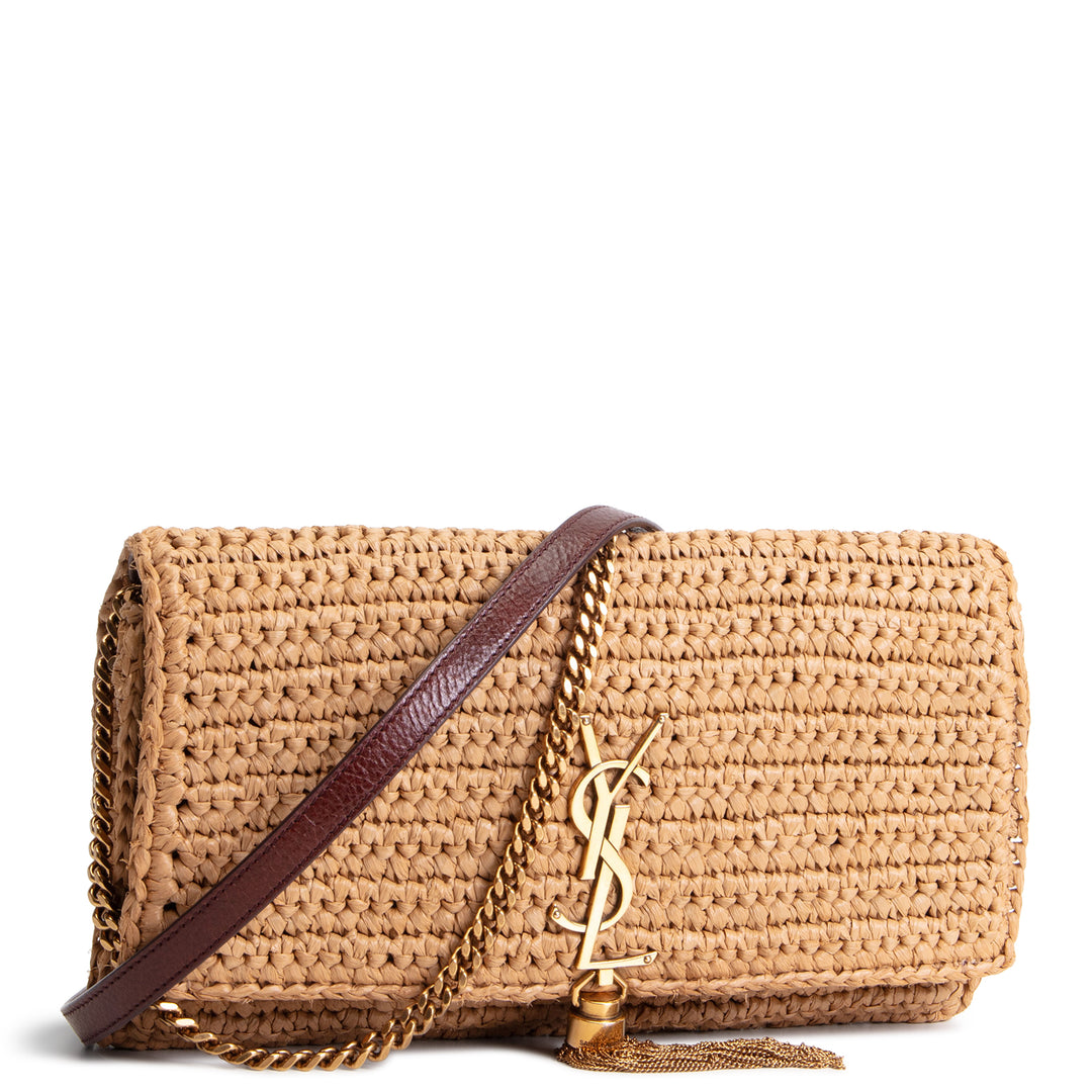 SAINT LAURENT Raffia Tassel Kate 99 - Dark Nude