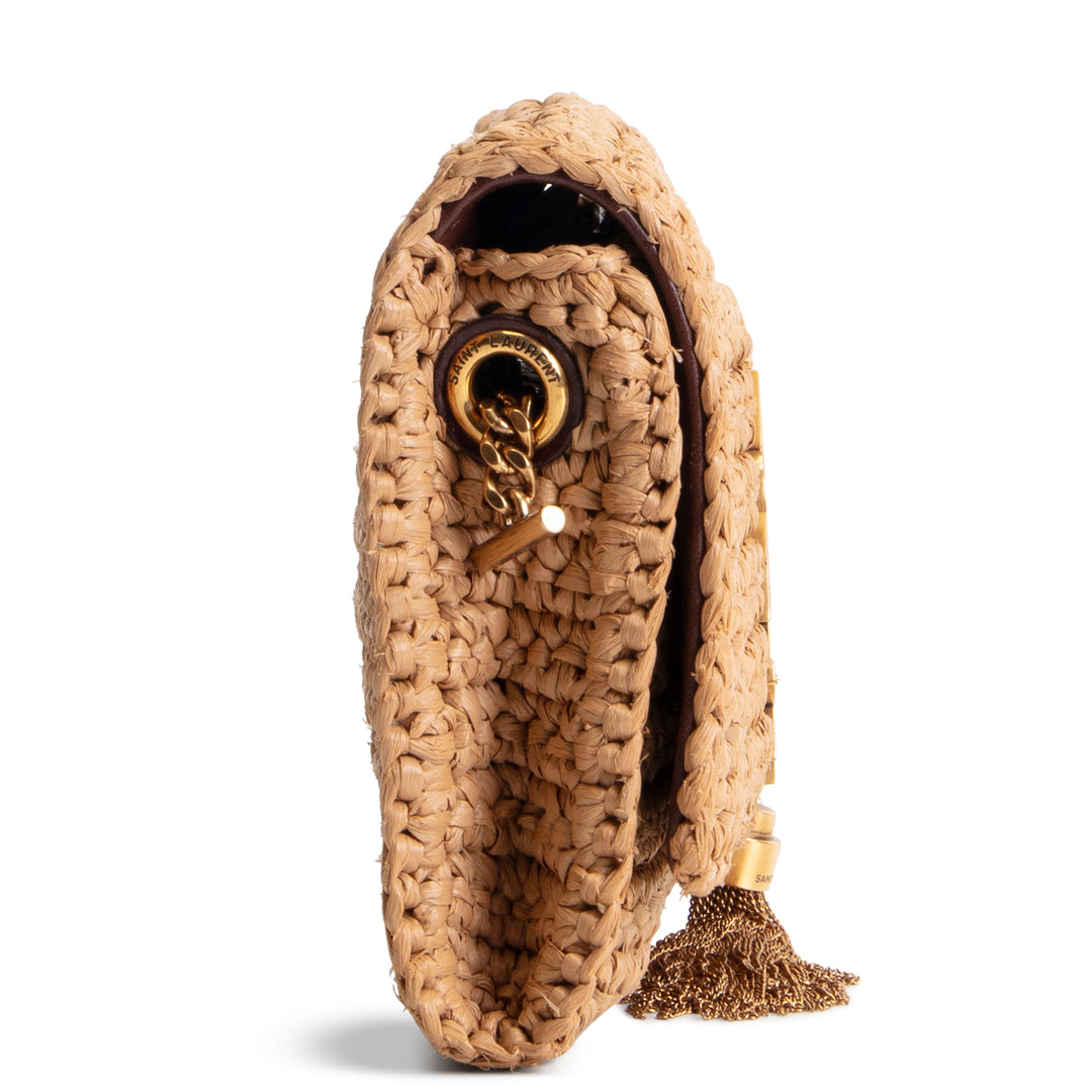 SAINT LAURENT Raffia Tassel Kate 99 - Dark Nude